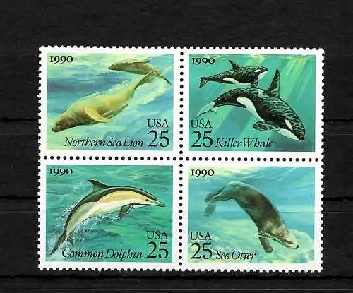 USA: Meeressäugetiere, Killer Whale, Sea Lion, Dolphin, Sea Otter, postfrisch