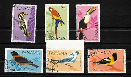 Panama: 6x Briefmarken mit Vögeln, gestempelt