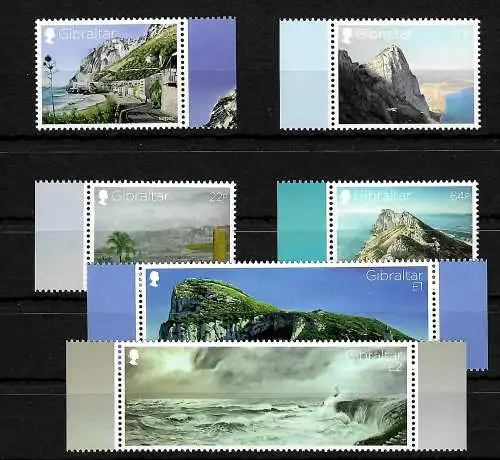 Gibraltar: Felsen von Gibraltar, 6 Marken, postfrisch