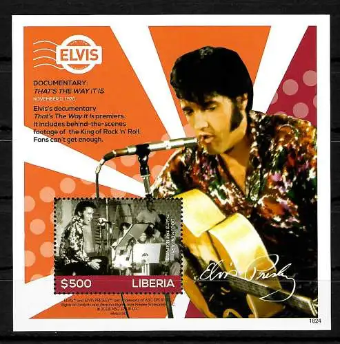 Liberia: Elvis Presley: That's the way it is, Block, postfrisch, **