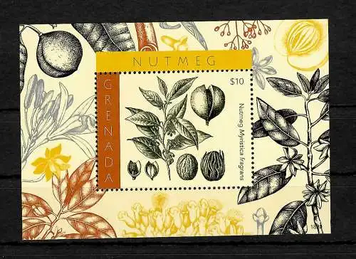 Grenada: Muskat Nuss, Nutmeg, Block, postfrisch, **