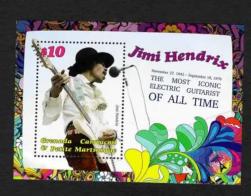 Grenada: Jimi Hendrix, All the time, Block, postfrisch, **, mnh