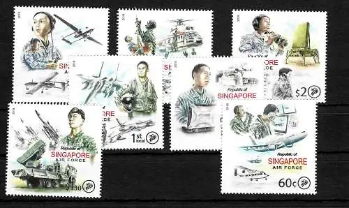 Singapore: Luftwaffe, 7 Briefmarken, Air Force, postfrisch