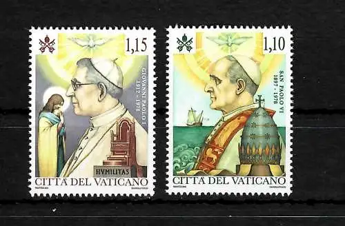 Vaticano: Heiligsprechung Paul VI, Todesjahr Johannes Paul I, postfrisch