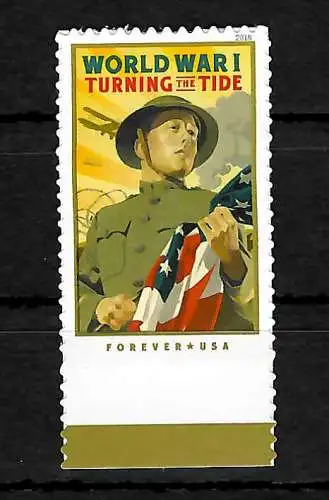 USA: Forever: WORLD WAR I, Turning the  Tide, mnh, selbstklebend 2018