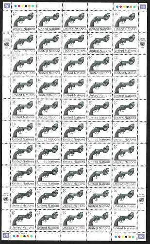 UNO: United Nationals: Non-Violence: Carl Frederik Reterswärd, Sheet, 50 stamps