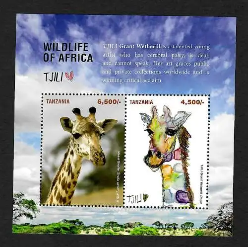 Tansania: Wildlife of Africa, Tjili, Giraffen, Block mnh