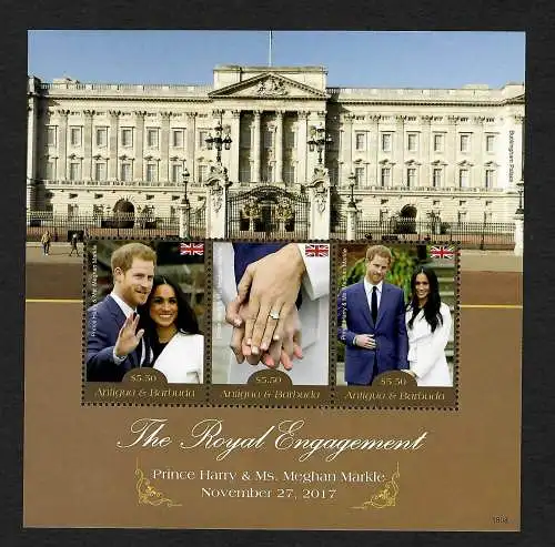 Antigua&Barbuda: The Royal Engagement: Pince harry & Ms. Meghan Markle, mnh 2017