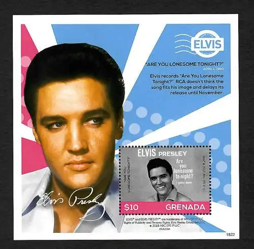 Grenada: Elvis Presley: Are you lonesome tonight, Block postfrisch