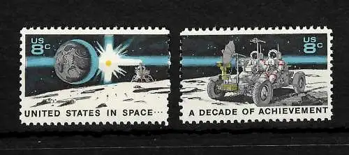 USA: United States in Space ... a Decade of Achievement, 2 stamps, mnh