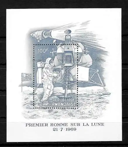 Ruanda: Apollo 11, Premier Homme sur la lune, #337, Block 21, mnh