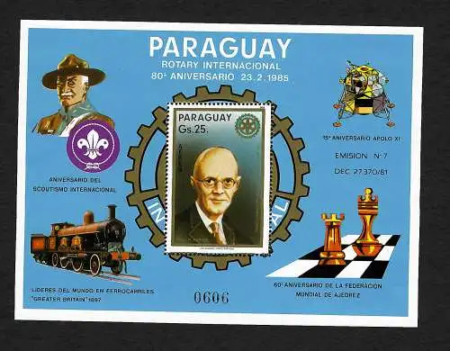 Paraguay: Rotary International: 80. Aniversary, Block #412