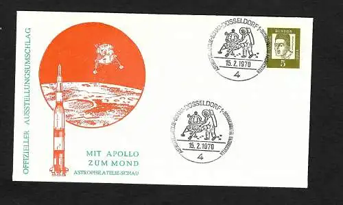 Bund: Astrophilatelie-Schau, 1970 Apollo 11, Ausstellungsumschlag, Düsseldorf