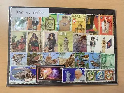 300 different stamps of Malta, used