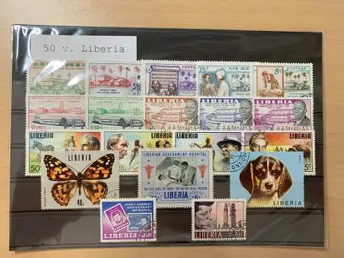 50 different stamps of Liberia, used and unused