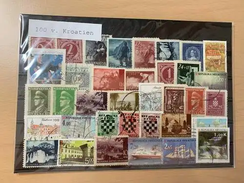 100 different stamps of Kroatien, Croatia, used and unused