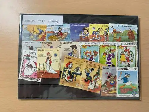 300 different stamps of Walt Disney, Comic used, unused