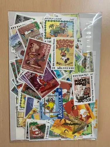 300 different stamps of Walt Disney, Comic used, unused