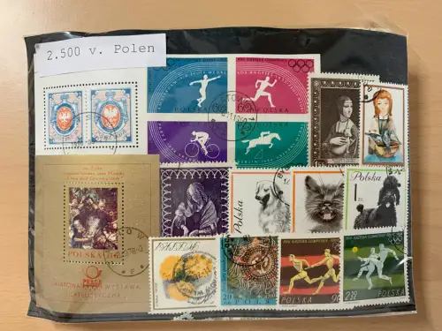 2500 different stamps of Poland, used, unused, 2500 verschiedene Marken Polen