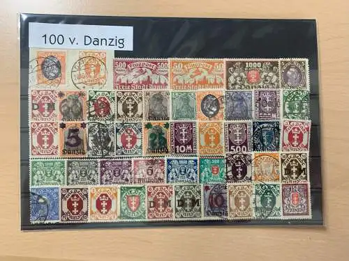 100x Danzig: verschiedene gestempelte Briefmarken