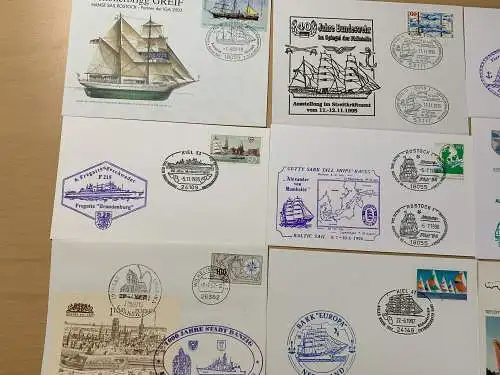 50x verschiedene Schiffe auf Briefen mit Stempel, covers with ships and cancel