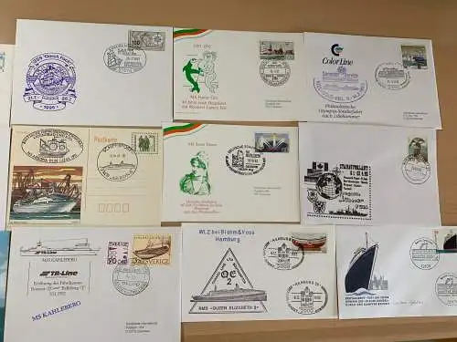 50x Schiffe auf Briefen mit Stempel verschiedene, covers with ships and cancel