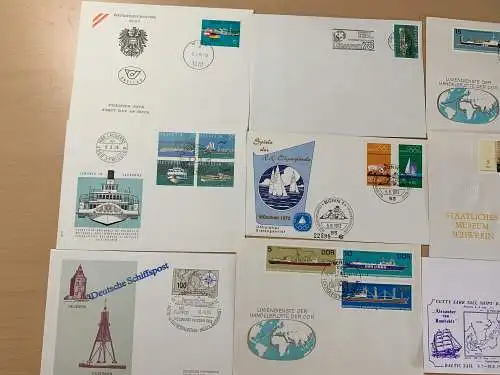 50x Schiffe auf Briefen mit Stempel verschiedene, covers with ships and cancel