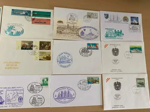 50x Schiffe auf Briefen mit Stempel verschiedene, covers with ships and cancel
