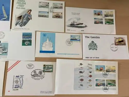 50x Schiffe auf Briefen mit Stempel verschiedene, covers with ships and cancel