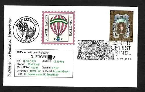 Österreich: Bordstempel, Freiballon, Christkindl 1995