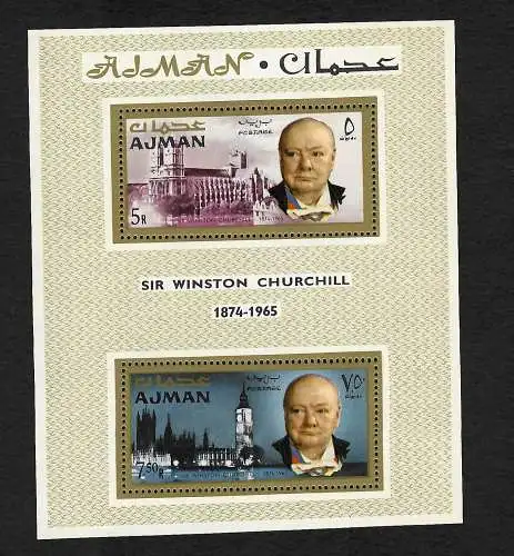 Ajman: Sir Winston Churchill: Block postfrisch, mnh