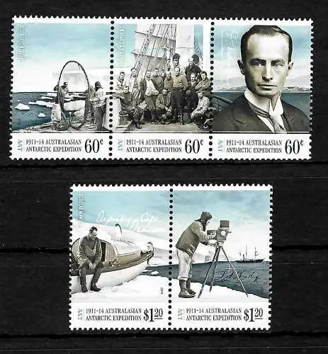 AAT: Australasian Antarctic Expedition, 5 stamps, postfrisch, mnh