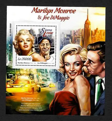 Sierra Leone; Marilyn Monroe & Joe DiMaggio, Block postfrisch 2015