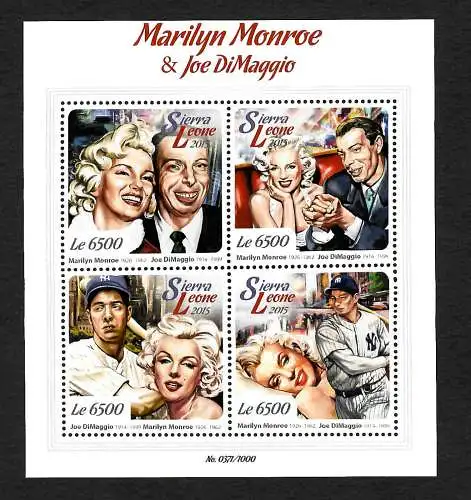 Sierra Leone; Marilyn Monroe & Joe DiMaggio, Block postfrisch nummeriert