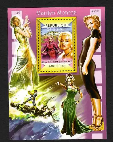 Guinea: Marilyn Monroe, Block mit 1 Marke, postfrisch, 2015, #10976