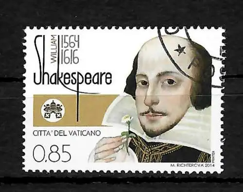 Vatican: 400. Geburtstag von William Shakespeare, 2014, gestempelt #1823