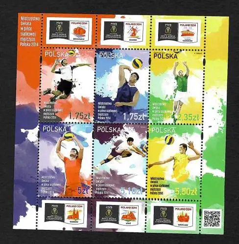 Polen: Volleyball WM 2014, #4699- 4704 Block #232, postfrisch