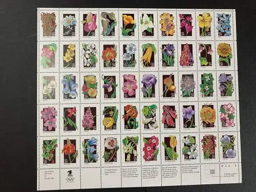 USA 1991 Wildflowers Album,  #2252-2301, mnh 50 stamps in a sheet