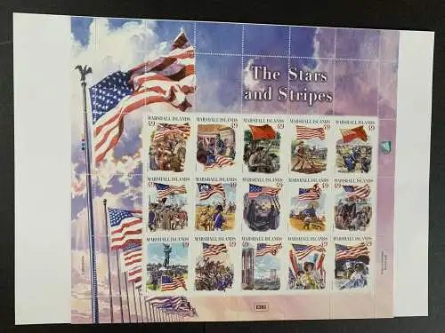 Marshall Islands: 15 stamps The Stars and Stripes, mnh, sheet