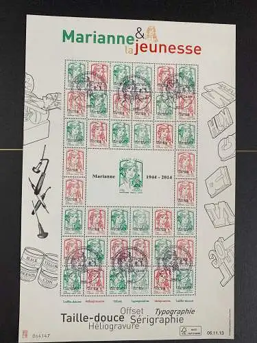 Frankreich: Marianne & la jeunessse, 41 stamps different color, Aufdruck schwarz