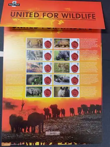 GB: United for Wildlife, 10 stamps, Commemorative Sheet, 2018, mnh