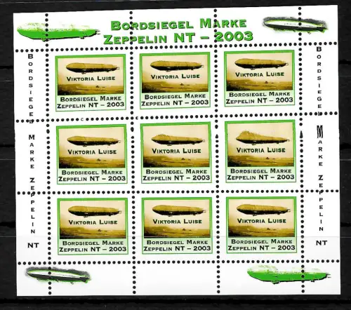 Zeppelin Bordsiegelmarke Zeppelin NT 2003 Darstellung LZ11 Kleinbogen postfrisch