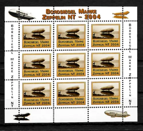 Zeppelin Bordsiegelmarke Zeppelin NT 2004 Darstellung LZ13 Kleinbogen, **