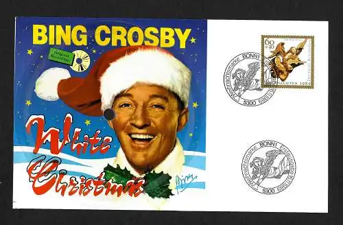 Bund: Bing Crosby Weihnachten: Maximumkarte gestempelt mit Musik, 1989