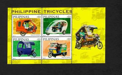 Philippinen: Philippine Tricycles, bloc with 4 stamps, mnh