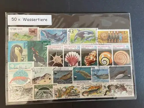 50 different stamps of - verschiedene Wasser Tiere, Water-Animals alle Welt