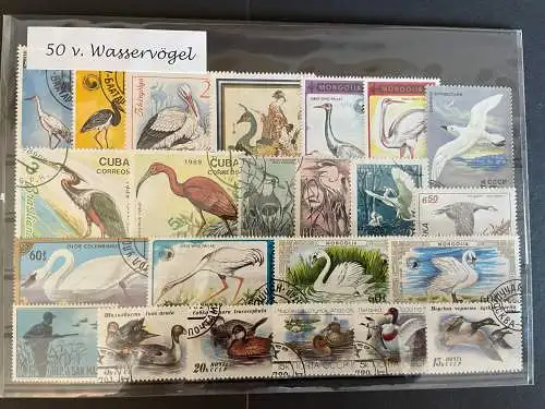 50 different stamps of - verschiedene Wasser Vögel, Water-Birds alle Welt