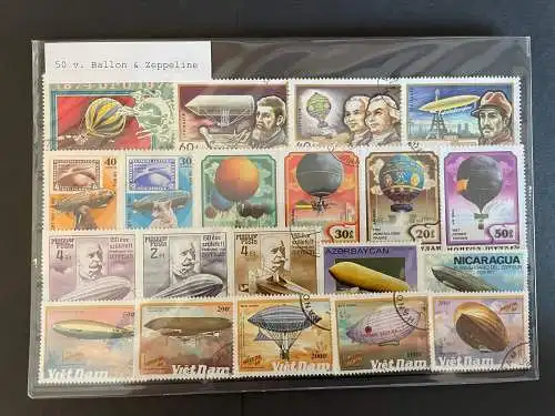 50 different stamps of - verschiedene Ballon & Zeppeline alle Welt