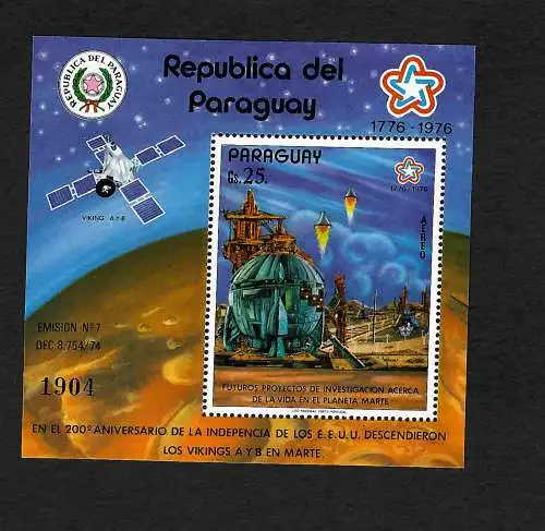 Paraguay: Eroberung des Mars, Block postfrisch