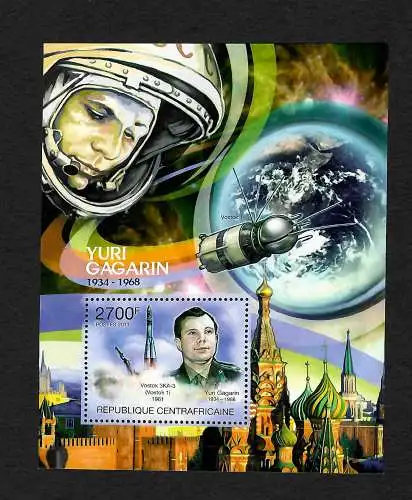 Zentralafrika: Yuri Gagarin, Astronaut, Block postfrisch